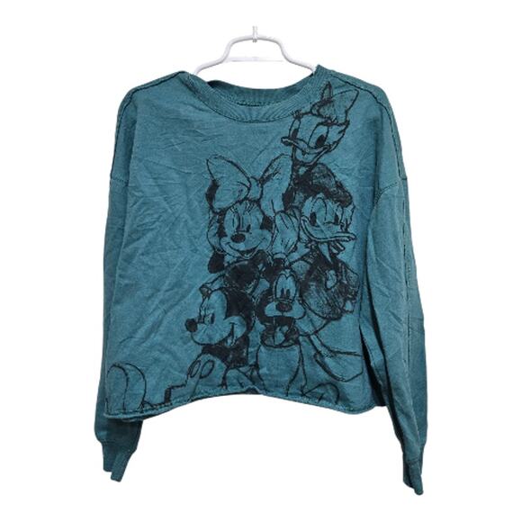 Disney Mickey & Friends Sketch Graphic Teal Sweatshirt 1X - Picture 1 of 10